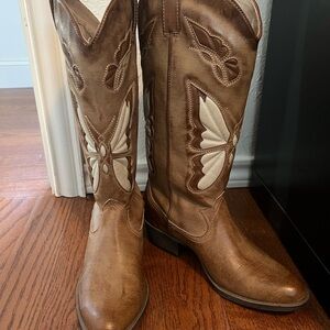 Altard State Brown Butterfly Western Boots man made sz 8 1/2 M Monarch